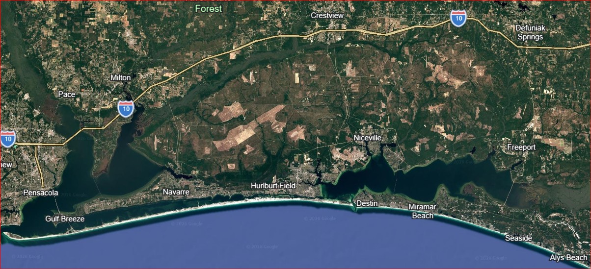 Emerald Coast satellite view
